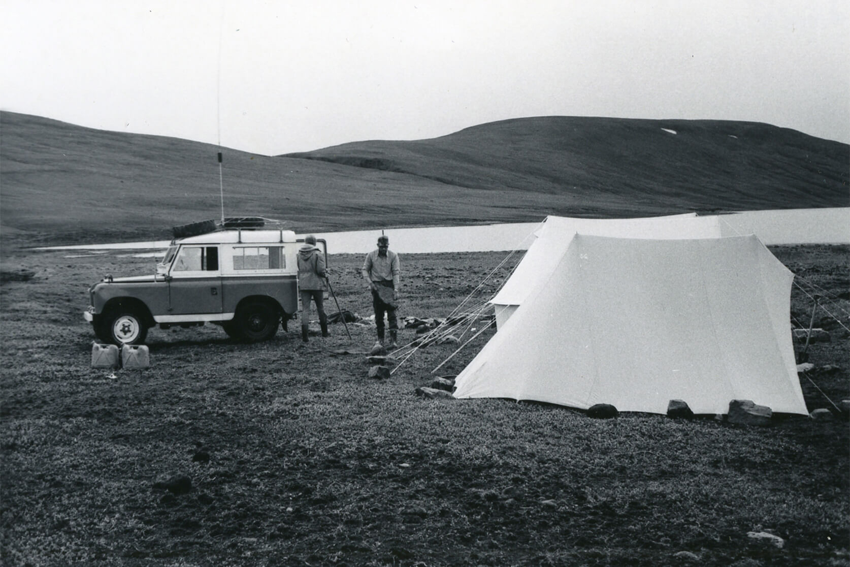 Fjallaferð á Brúaröræfum 1970 - Tjaldað í Grágæsadal.